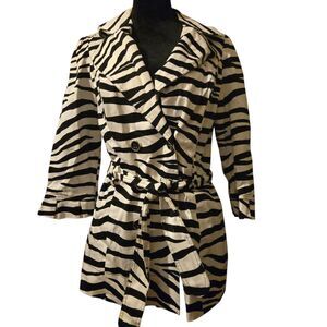 Y2K Heart Soul L Jacket Double Breasted Trench Coat Zebra Preppy Mob Wife